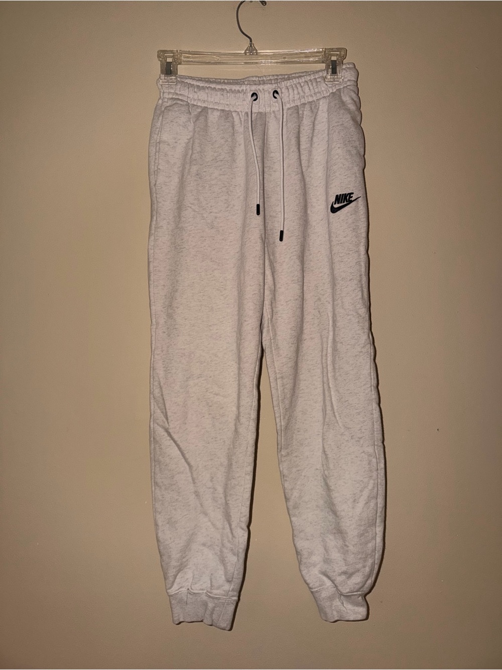 Nike White Fleece Jogger Sweatpants